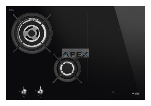 SMEG KOMBINÁLT FŐZŐLAP,Classic,75cm,munkalapsz.,1+3,3 kW WOK,2 Eclipse dupla booster,slider,multizone,fekete üvegkerámia