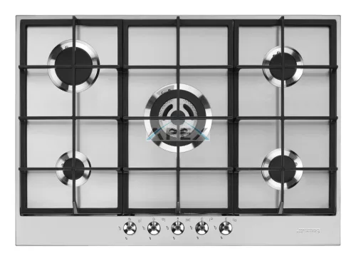SMEG GÁZ FŐZŐLAP,Classic ,72,5 cm,5 gázégő,ebből 1 4,2 kW-os wok égő,,szálcsiszolt rozsdamentes acél,ezüst vezérlőgombok