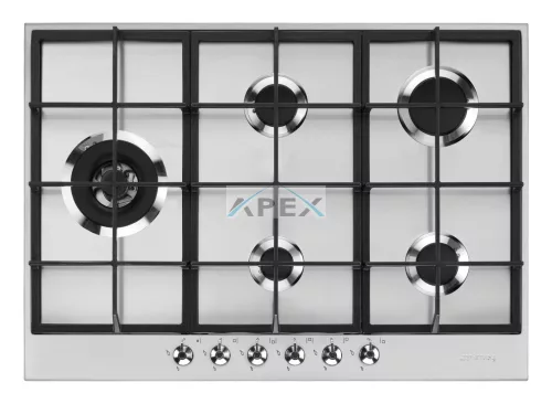 SMEG GÁZ FŐZŐLAP,Classic ,72,5 cm,4 normál + 1 4,2 kW-os WOK gázégő,,szálcsiszolt rozsdamentes acél