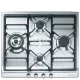 SMEG GÁZ FŐZŐLAP,Classic ,60 cm,4 gázégő,ebből 1 3,9 kW-os wok égő,,szálcsiszolt rozsdamentes acél,ezüst vezérlőgombok