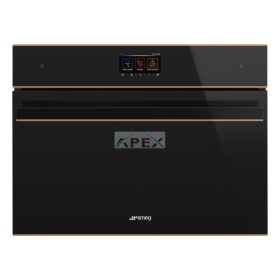   SMEG KOMBINÁLT KOMPAKT GŐZPÁROLÓ-SÜTŐ,DSN ,16 funkció,5 gőzfunkció,TFT kijelző,fekete üveg réz díszítéssel