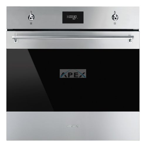 SMEG PIROLITIKUS HŐLÉGKEVERÉSES SÜTŐ, Classica design, 60 cm, CS LCD, inox