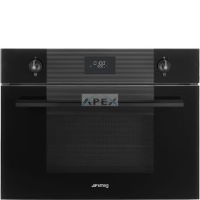   SMEG KOMPAKT KOMBINÁLT MIKROHULLÁMÚ SÜTŐ, Linea design, Galileo, 45 cm, CS LCD, mélyfekete üveg