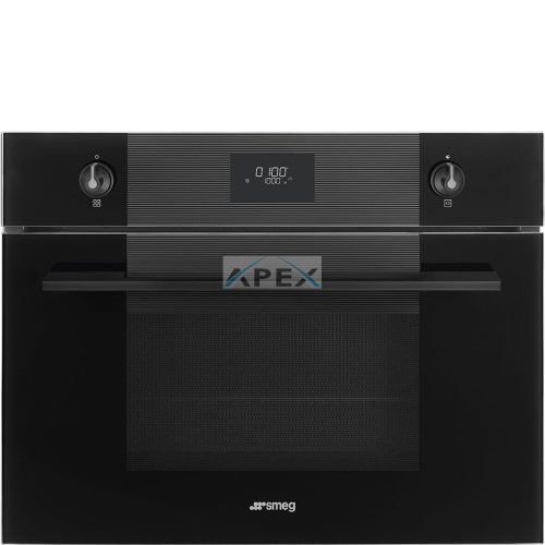 SMEG KOMPAKT KOMBINÁLT MIKROHULLÁMÚ SÜTŐ, Linea design, Galileo, 45 cm, CS LCD, mélyfekete üveg