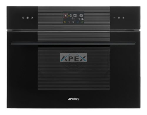 SMEG KOMPAKT KOMBINÁLT MIKROHULLÁMÚ SÜTŐ, Linea design, Galileo, 45 cm, ES LCD, mélyfekete üveg
