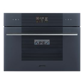   SMEG KOMPAKT KOMBINÁLT MIKROHULLÁMÚ SÜTŐ, Linea design, Galileo, 45 cm, ES LCD, neptune szürke üveg