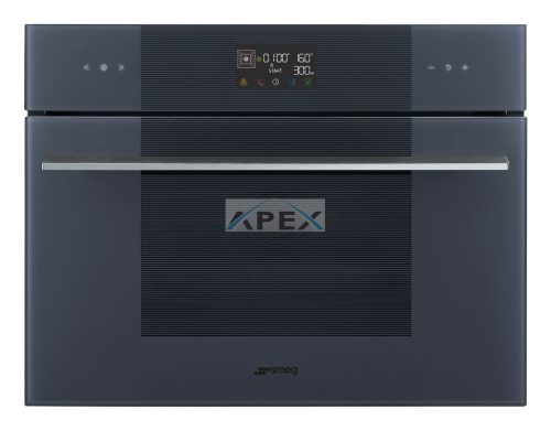 SMEG KOMPAKT KOMBINÁLT MIKROHULLÁMÚ SÜTŐ, Linea design, Galileo, 45 cm, ES LCD, neptune szürke üveg
