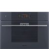 SMEG KOMPAKT OMNICHEF HÁROM AZ EGYBEN SÜTŐ, Linea design, Galileo, 45 cm, nagy TFT, neptune szürke üveg
