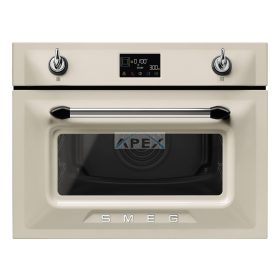   SMEG KOMPAKT KOMBINÁLT MIKROHULLÁMÚ SÜTŐ, Victoria design, Galileo, 45 cm, ES LCD, bézs