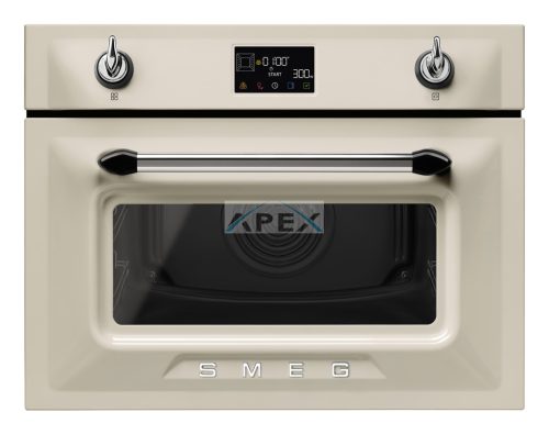 SMEG KOMPAKT KOMBINÁLT MIKROHULLÁMÚ SÜTŐ, Victoria design, Galileo, 45 cm, ES LCD, bézs