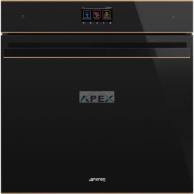   SMEG KOMBINÁLT MIKROHULLÁMÚ SÜTŐ, Dolce Stil Novo design, Galileo, 60 cm, TFT, fekete üveg, réz dísz