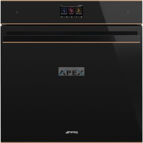 SMEG KOMBINÁLT MIKROHULLÁMÚ SÜTŐ, Dolce Stil Novo design, Galileo, 60 cm, TFT, fekete üveg, réz dísz