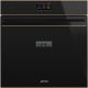 SMEG KOMBINÁLT MIKROHULLÁMÚ SÜTŐ, Dolce Stil Novo design, Galileo, 60 cm, TFT, fekete üveg, réz dísz