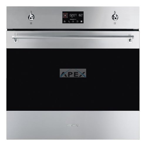 SMEG PIROLITIKUS HŐLÉGKEVERÉSES SÜTŐ, Classica design, Galileo, 60 cm, ES LCD, inox