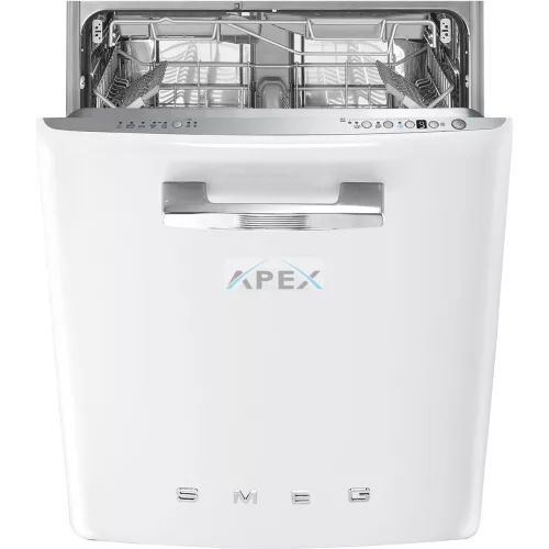 SMEG BEÉPÍTHETŐ MOSOGATÓGÉP, retro, 60 cm, 13 teríték, 10 funkció, 7 hőmérséklet, fehér front