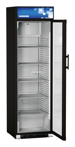 LIEBHERR FKDv 4213 Comfort fekete Hűtőkészülék az árusítási bemutatóhoz, keringőlevegő hűtéssel 