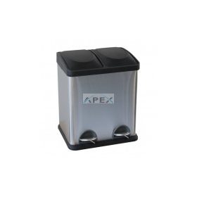   Merida Szelektív hulladékgyűjtő 2x15L rozsdamentes, szálcsiszolt, lábpedálos