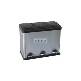   Merida Szelektív hulladékgyűjtő 3x15L rozsdamentes, szálcsiszolt, lábpedálos