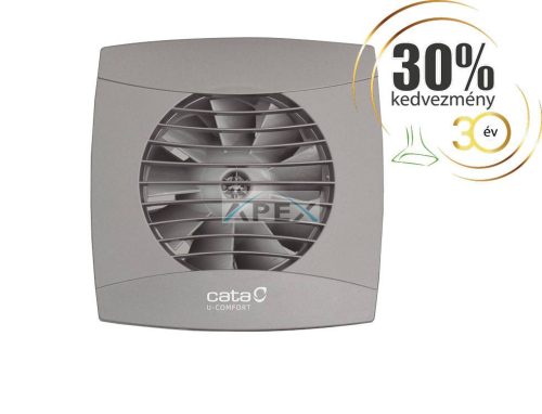 Cata UC-10 Timer Silver ventilátor utószellőztető funkcióval, pillangószeleppel, szürke