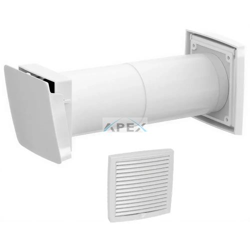 Vilpe WIVE-100 légbevezető termosztáttal, fehér színű kültéri védőráccsal