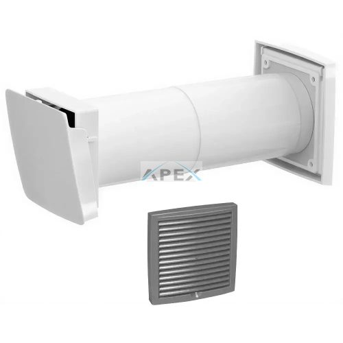 Vilpe WIVE-100 légbevezető termosztáttal, szürke színű kültéri védőráccsal