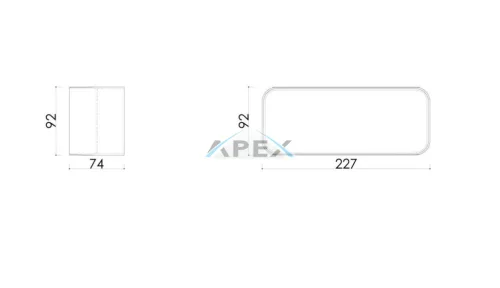 AIRA - Légtechnikai elem lapos csatorna toldó Quadro sorozathoz 227x92 mm