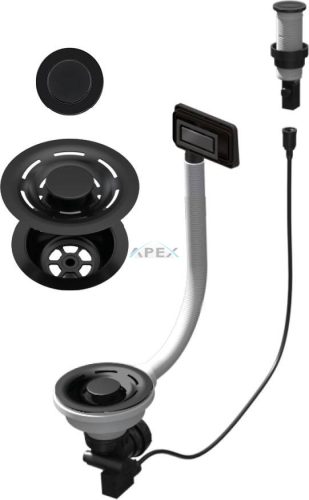 ELLECI - FLOW-PRO OPEN UP (nyomógombos) automata dugókiemelő egymedencés mosogatókhoz - fekete