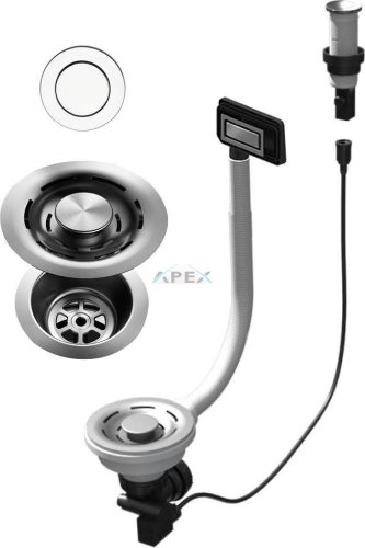 ELLECI - FLOW PRO (PUSH-CONTROL OPEN UP) automata dugókiemelő egymedencés mosogatókhoz - inox