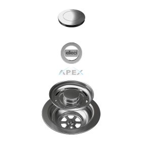   ELLECI - FLOW OPEN UP (nyomógombos) automata dugókiemelő egymedencés mosogatókhoz - inox