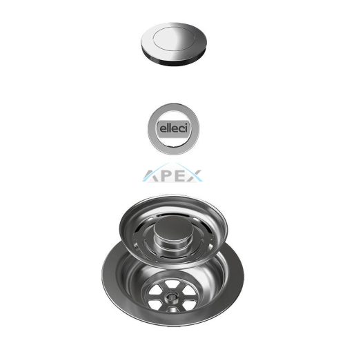 ELLECI - FLOW OPEN UP (nyomógombos) automata dugókiemelő egymedencés mosogatókhoz - inox