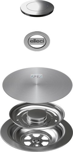 ELLECI - GHOST OPEN UP (nyomógombos) automata dugókiemelő egymedencés mosogatókhoz - inox