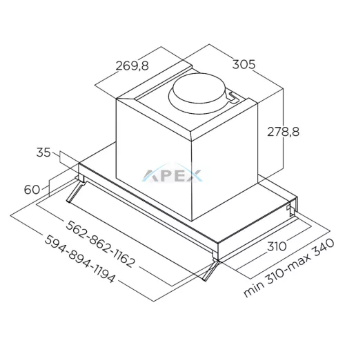 ELICA - Páraelszívó BOXIN LX/IX/A/60 + Kenyérpirító 1T20