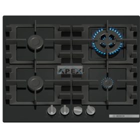   BOSCH PNH6B6K40 Serie | 4 Gáz főzőlap 60 cm Edzett üveg, Fekete