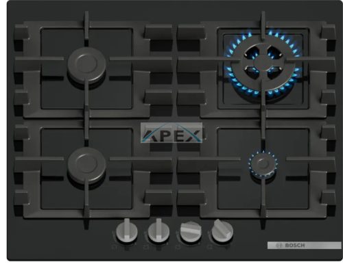 BOSCH PNH6B6K40 Serie | 4 Gáz főzőlap 60 cm Edzett üveg, Fekete