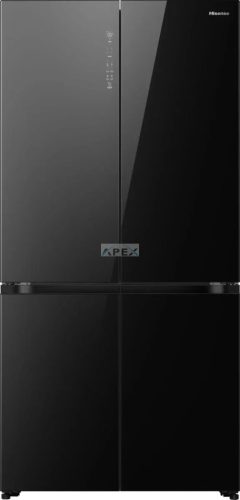 HISENSE RQ768N4GBE Négyajtós fekete üveg hűtőszekrény, NoFrost, 591 liter, vacuum frissentartó fiók
