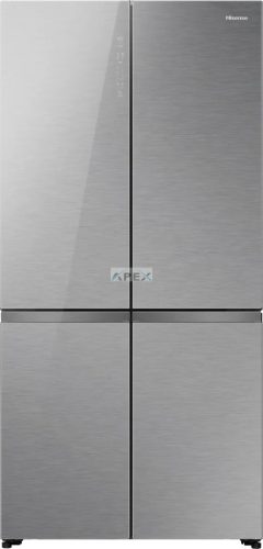 HISENSE RQ768N4GVE Négyajtós inox üveg hűtőszekrény, NoFrost, 591 liter, vacuum frissentartó fiók