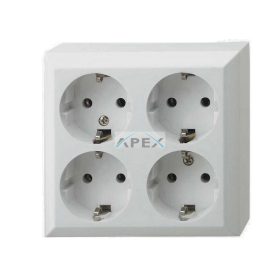   GAO 0313H Business Line IP20 4 férőhelyes földelt aljzat, 4 férőhelyes földelt csatlakozóaljzat, beltéri, 230 V~ / 50 Hz / 16 A, fehér