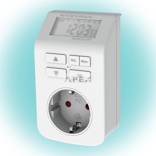 GAO 0743H digitális beltéri időzítő óra, 3680 W, 98 ki- és bekapcsolás / hét, véletlenszerű kapcsolás