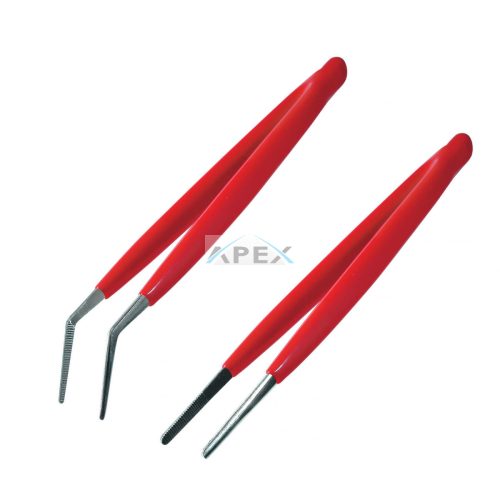 Pro'skit 908-T301 műszerészcsipesz-pár, 150 mm, egyenes és 45'-ban hajlított, szigetelt bevonat