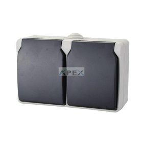   AQUATOP 9872H falon kívüli dugalj, 2 db aljzat, 16 A, IP54, szürke