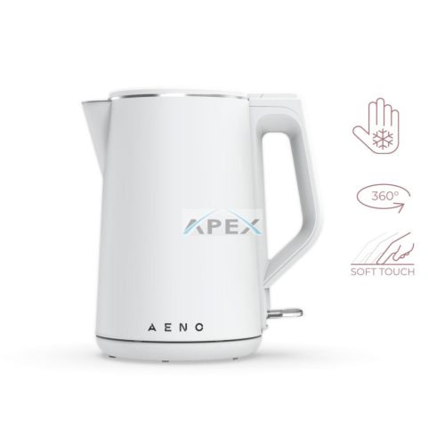 AENO AEK0002 EK2 vízforraló, 2200 W, 1.5 liter kapacitás, dupla falú, LED kijelzés, fehér