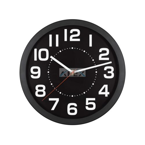 Home AWC250BK fali óra, üveg előlap, kontrasztos, jól leolvasható számlap, 1xAA elem tápellátás, átmérő 250mm