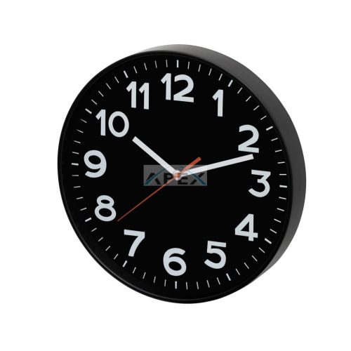 Home AWC300BK fali óra, üveg előlap, kontrasztos, jól leolvasható számlap, 1xAA elem tápellátás, átmérő 300mm