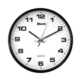   Btech BH-80 falióra, 20 cm átmérő, fehér számlap, fekete keret, műanyag