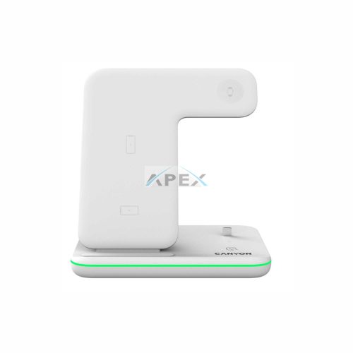 CANYON CNS-WCS302W 3in1 vezeték nélküli töltő, Qi szabvány, micro USB / lightning töltőport, fehér