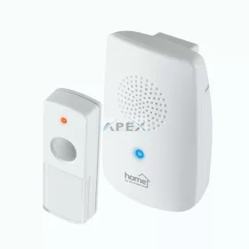   Home DB 1001DC vezeték nélküli csengő, 100m hatótáv, 8 dallam, kék fényjelzés, 256 digitális kód, elemes kivitel, IP 44 védett nyomógomb