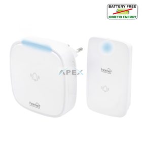   Home DBK 1500AC vezeték nélküli csengő, elem nélküli, 150m hatótáv, 36 dallam, 4 fokozatú hangerő, fényjelzés, kinetikus nyomógomb, 230V-os tápellátás
