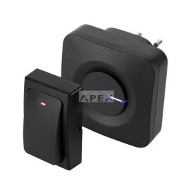   HOME DBK1001AC vezeték és elem nélküli csengő, 100m hatótáv, 36 dallam, szabályozható hangerő, fényjelzés, IP44, kinetikus nyomógomb
