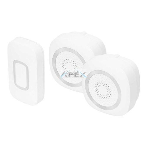 HOME DBS1601DC vezeték nélküli csengő szett, 2 csengővel, 160m hatótáv, 60 dallam, állítható hangerő és némítás, kapcsolható fényjelzés, elemes tápellátás