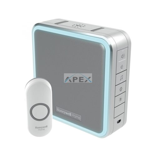Honeywell Home DC915NG vezeték nélküli csengő, 200m hatótáv, 11 dallam, időzíthető némítás, LED jelzőfény, állítható hangerő, elemes tápellátás